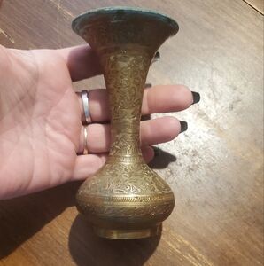 Intricately Designed Brass Vase Floral Decor Metal